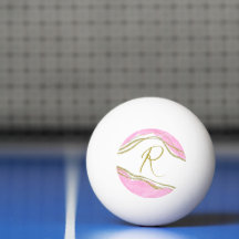  Modern Pink & Gold Monogrammed ping pong balls