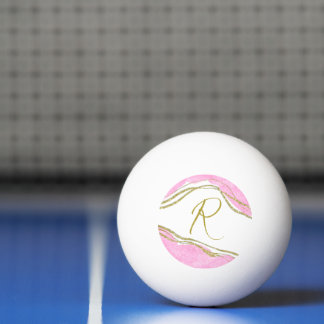 Modern Pink & Gold Monogrammed ping pong balls