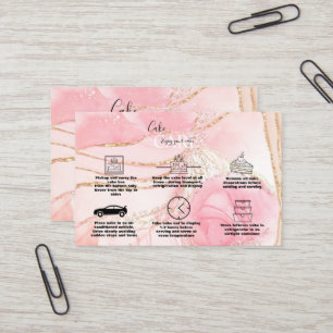 Modern Pink Gold Watercolor Cake Care Business Card