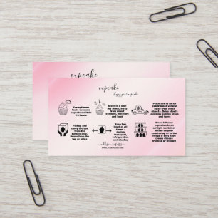 Modern Pink Gold Watercolor Cupcake Care Business Business Card
