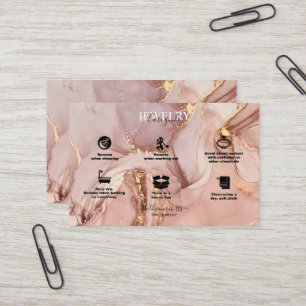 Modern Pink Gold Watercolor Jewellery Care  Busine Business Card