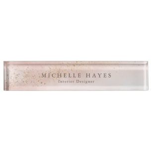 Modern Pink Gold Watercolor Nameplate