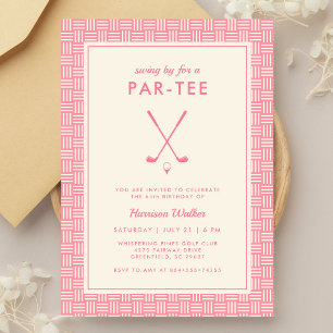 Modern Pink Golf Birthday Party for Her Any Age Invitation