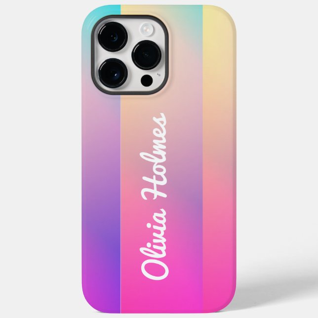 Modern Pink Gradient Colour Block Name Monogram Case-Mate iPhone Case (Back)