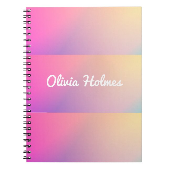 Modern Pink Gradient Colour Block Name Monogram Notebook (Front)