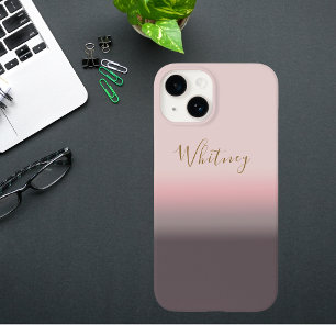 Modern Pink Gradient Custom Name Monogram Case-Mate iPhone 14 Case