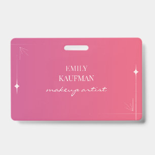 Modern Pink Gradient Makeup Artist Business ID Badge