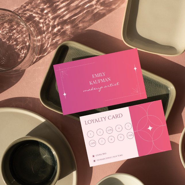 Modern Pink Gradient Makeup Artist Marketing Loyalty Card (Creator Uploaded)