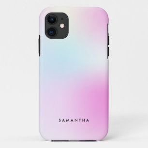 Modern Pink Gradient Monogram Name iPhone 11 Case