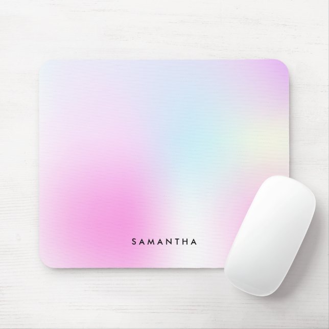 Modern Pink Gradient Monogram Name Mouse Pad (With Mouse)