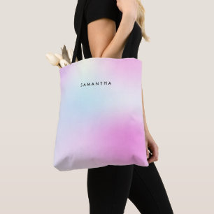 Modern Pink Gradient Monogram Name Tote Bag
