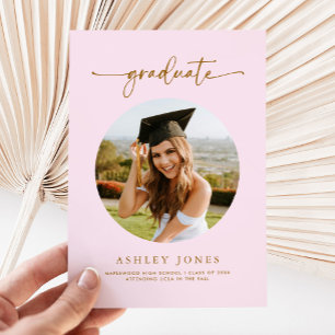 Modern Pink Graduate Photo Graduation Announcement