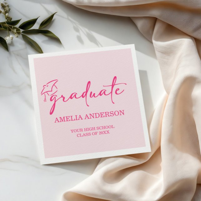 Modern Pink Graduation Class of 2026 Napkin (Creator Uploaded)