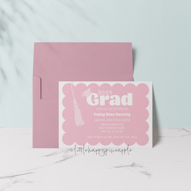 Modern Pink Graduation Invitation (Creator Uploaded)