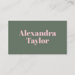 Modern Pink Green Aesthetic Personalised Bold Business Card