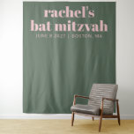 Modern Pink Green Bat Mitzvah Photo Backdrop  Tapestry<br><div class="desc">Bold Typography Modern Pink Green Personalised Bat Mitzvah Photo Backdrop</div>