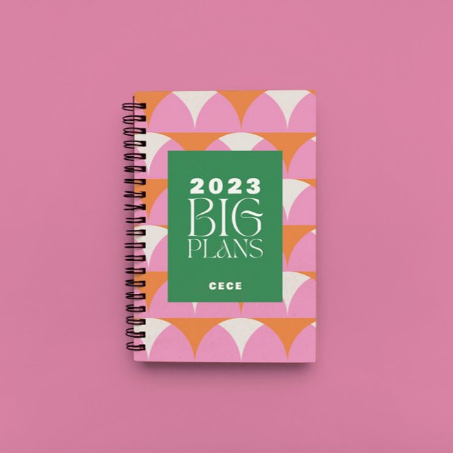 Modern pink green geometric big plans planner (Creator Uploaded)