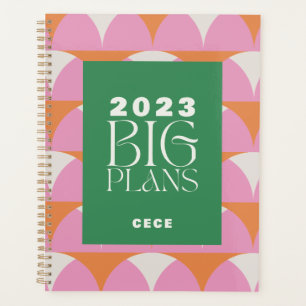 Modern pink green geometric big plans planner