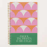 Modern pink green geometric thoughts ideas planner<br><div class="desc">Modern pink green geometric elegant typography thoughts and big ideas planner.</div>
