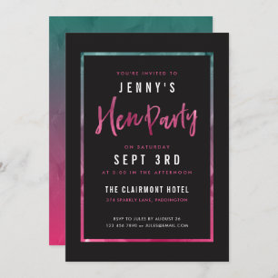 Modern Pink & Green Hen Party Invitations