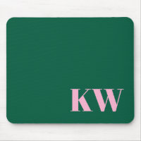 Modern Pink Green Monogram Initials Personalised