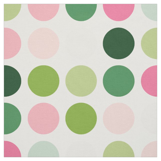 Modern pink green polka dots pattern monogram fabric (Swatch)
