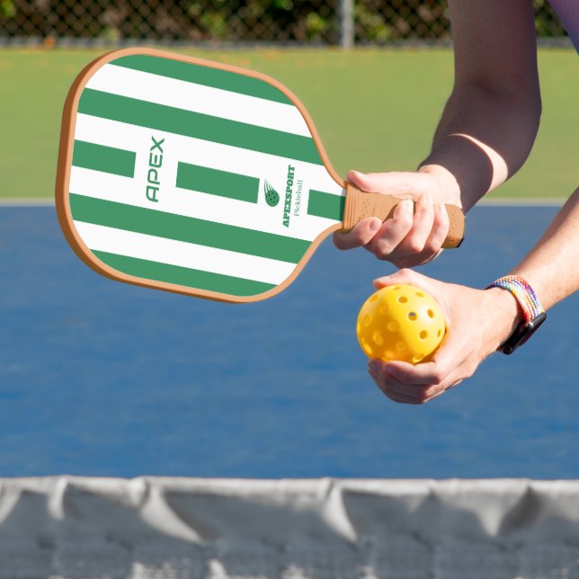 Modern Pink Green Striped Pickleball Paddle (Insitu)