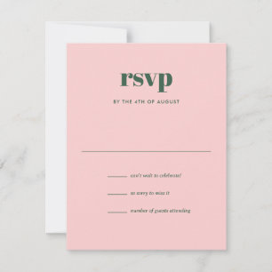 Modern Pink Green Trendy Mix Match Wedding RSVP Card