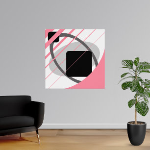 Modern Pink Grey Black Off-White - MS0002 Canvas Poster
