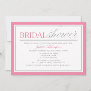Modern Pink & Grey Bridal Shower Invitations