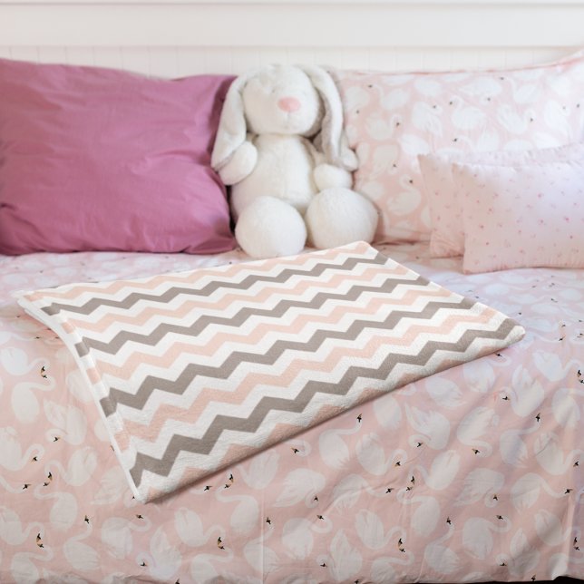 Modern Pink & Grey Chevron Medium Blanket (Creator Uploaded)