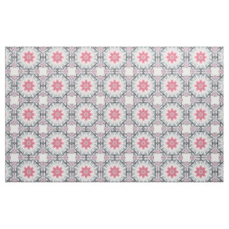 Modern Pink Grey Fretwork Cotton Twill Fabric