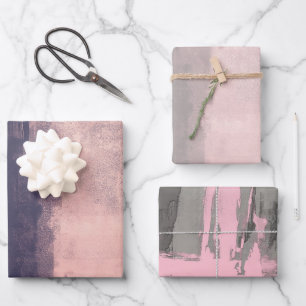 Modern Pink Grey Mallow rustic abstract Wrapping Paper Sheet