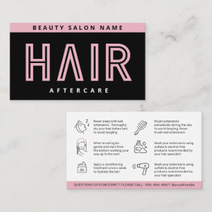 Modern Pink Hair Extensions After Care Hair Care B Business Card