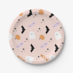 Modern Pink Halloween Party  Paper Plate