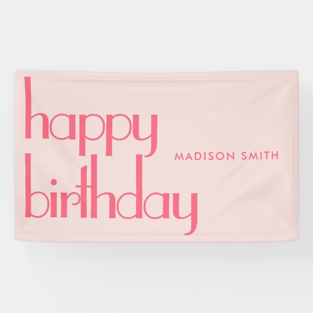 Modern Pink Happy Birthday Banner (Horizontal)