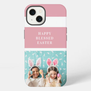 Modern Pink Happy Blessed Easter Photo Gift iPhone 13 Case