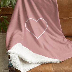 Modern Pink Heart Blanket   Minimalist