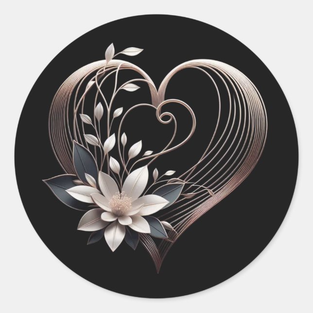 Modern Pink Heart  Classic Round Sticker (Front)
