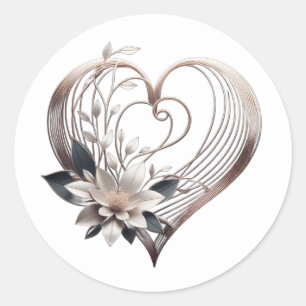 Modern Pink Heart Classic Round Sticker