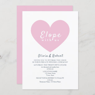 Modern Pink Heart Elopement Wedding Invitation