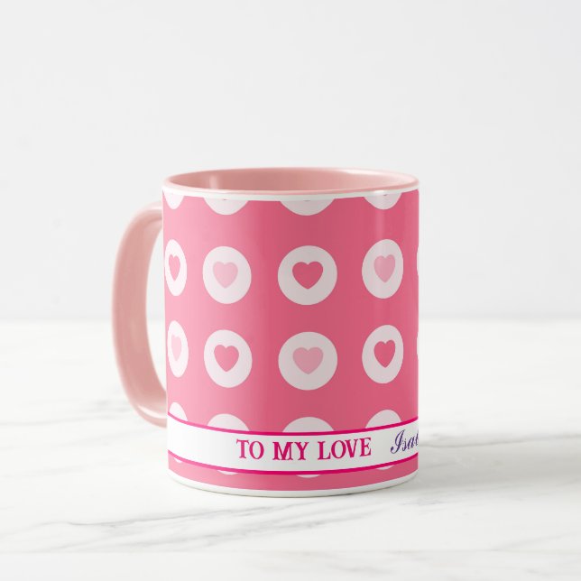 Modern Pink Heart Love Collection Mug (Front Left)
