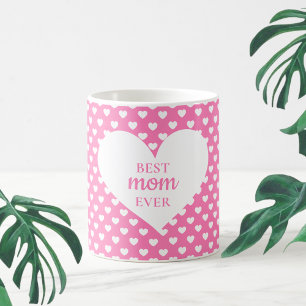 Modern Pink Heart Pattern Best Mom Ever Coffee Mug