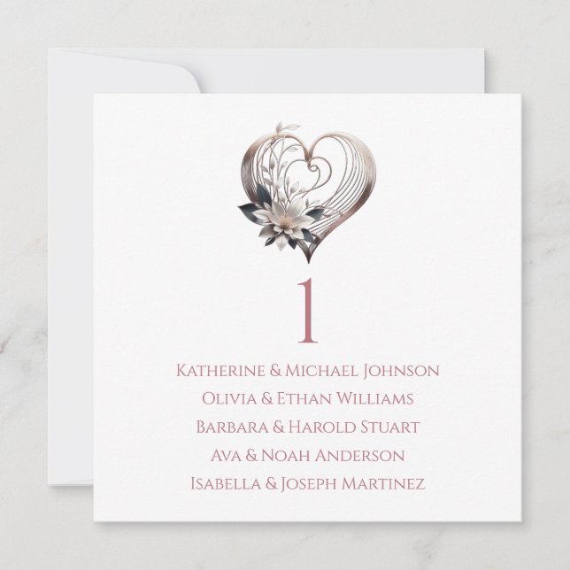 Modern Pink Heart-Wedding Seating Chart- Invitation (Front)
