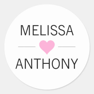 Modern Pink Heart White Wedding Monogram Seals