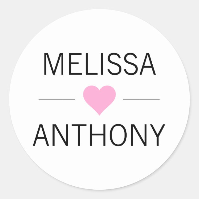 Modern Pink Heart White Wedding Monogram Seals (Front)