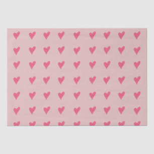 Modern Pink Heart with White Dots Pattern  Tissue Paper