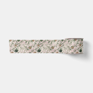 Modern Pink Holiday Winter Greenery Mistletoe  Satin Ribbon