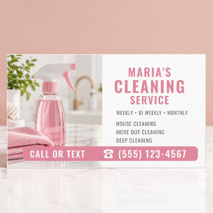 Modern Pink House Cleaning Service Business Card