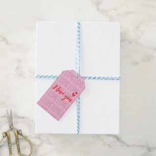 Modern Pink I Love You Valentine's Day Gift Tags